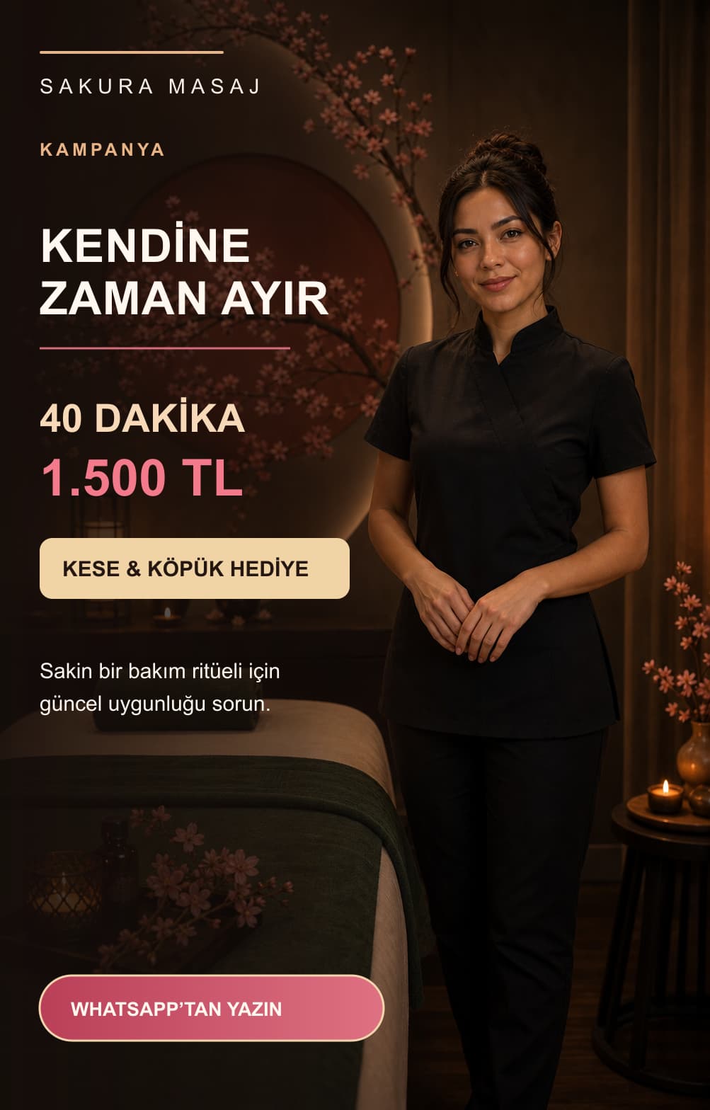 Sakura Masaj 40 dakika 1.500 TL kampanyası; Kese ve Köpük Hediye
